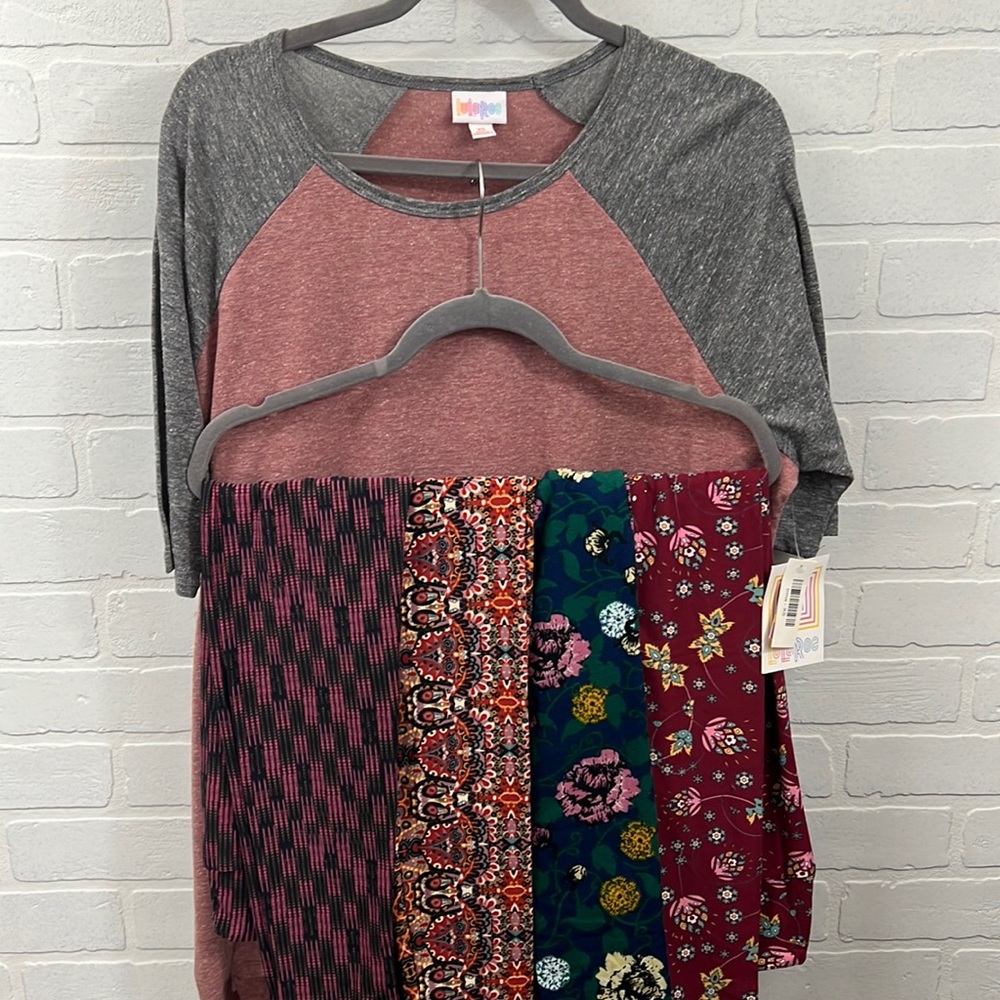 LuLaRoe outfit - NWT XS Irma & 4 pair OS 1.0 leggings